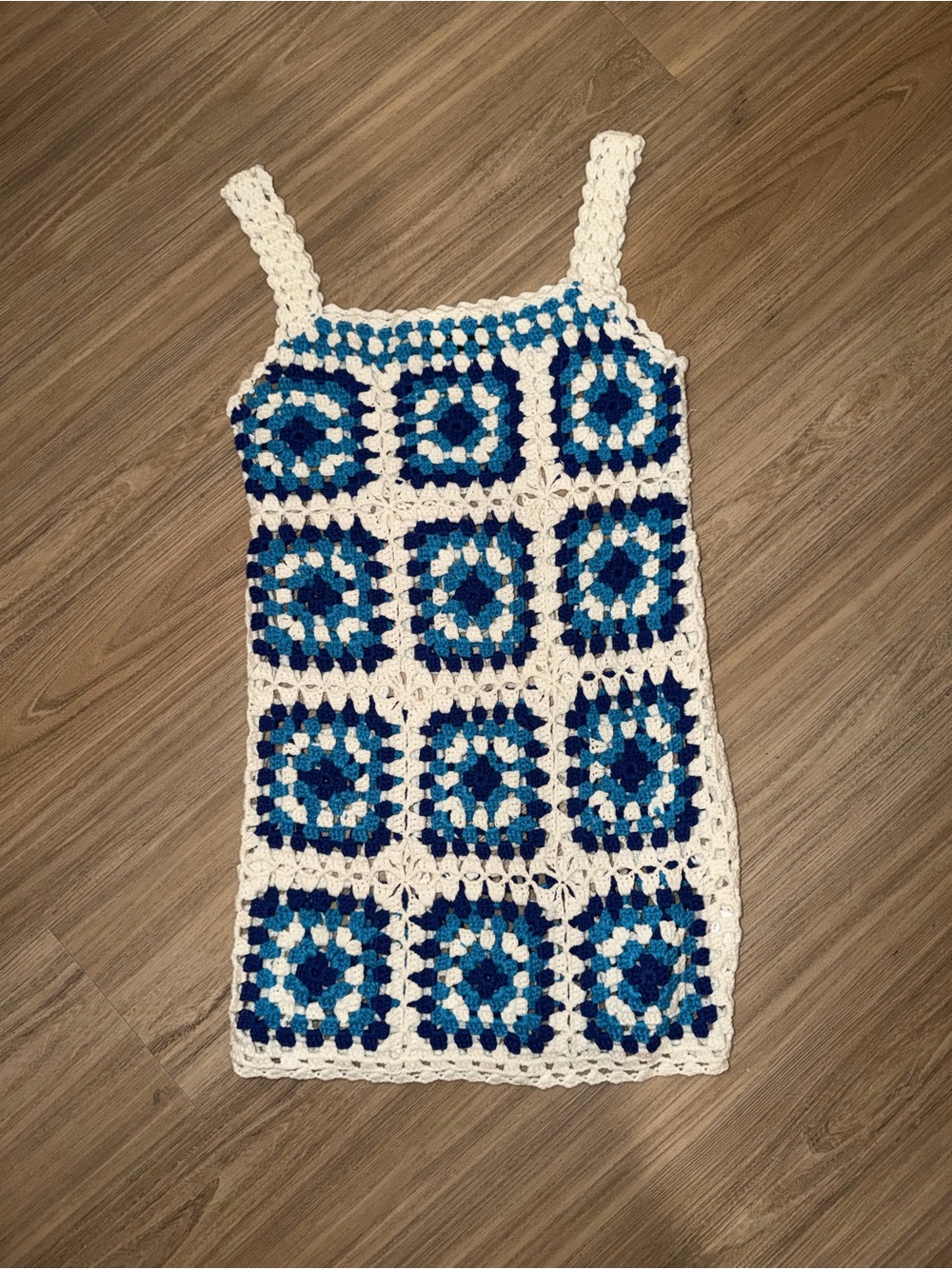Blue and White Vici Crochet Cover Up